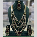 JCM Jewellery Gold Plated Kundan And Austrain Stone Multi Layer long Necklace Set