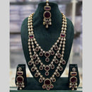 JCM Jewellery Gold Plated Kundan And Austrain Stone Multi Layer long Necklace Set