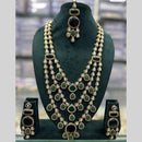 JCM Jewellery Gold Plated Kundan And Austrain Stone Multi Layer long Necklace Set