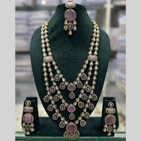 JCM Jewellery Gold Plated Kundan And Austrain Stone Multi Layer long Necklace Set