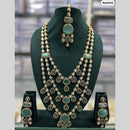 JCM Jewellery Gold Plated Kundan And Austrain Stone Multi Layer long Necklace Set