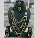 JCM Jewellery Gold Plated Kundan And Austrain Stone Multi Layer long Necklace Set