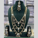 JCM Jewellery Gold Plated Kundan And Austrain Stone Multi Layer long Necklace Set