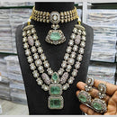 JCM Gold Plated Crystal Stone Multi Layer Double Necklace Set