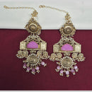 JCM Gold Plated Beads And Pearls Dangler Earrings