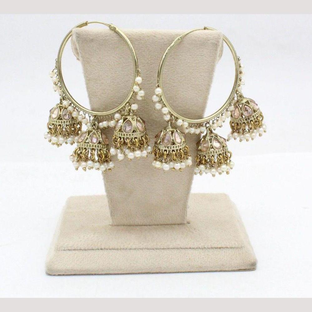 Jcm Jewellery  Crystal Stone & Pearl Jhumki Earrings