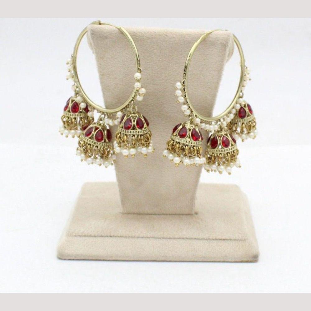 Jcm Jewellery  Crystal Stone & Pearl Jhumki Earrings