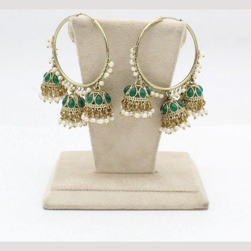 Jcm Jewellery  Crystal Stone & Pearl Jhumki Earrings