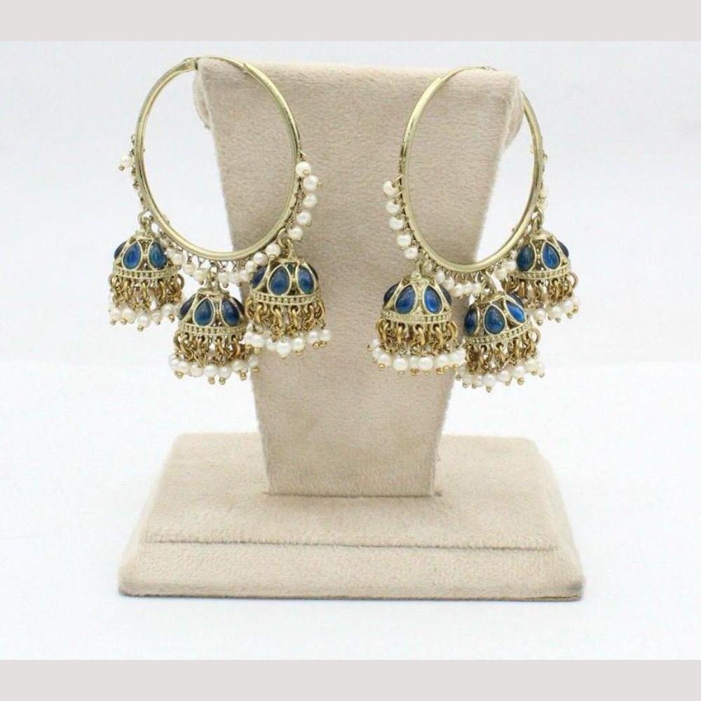 Jcm Jewellery  Crystal Stone & Pearl Jhumki Earrings