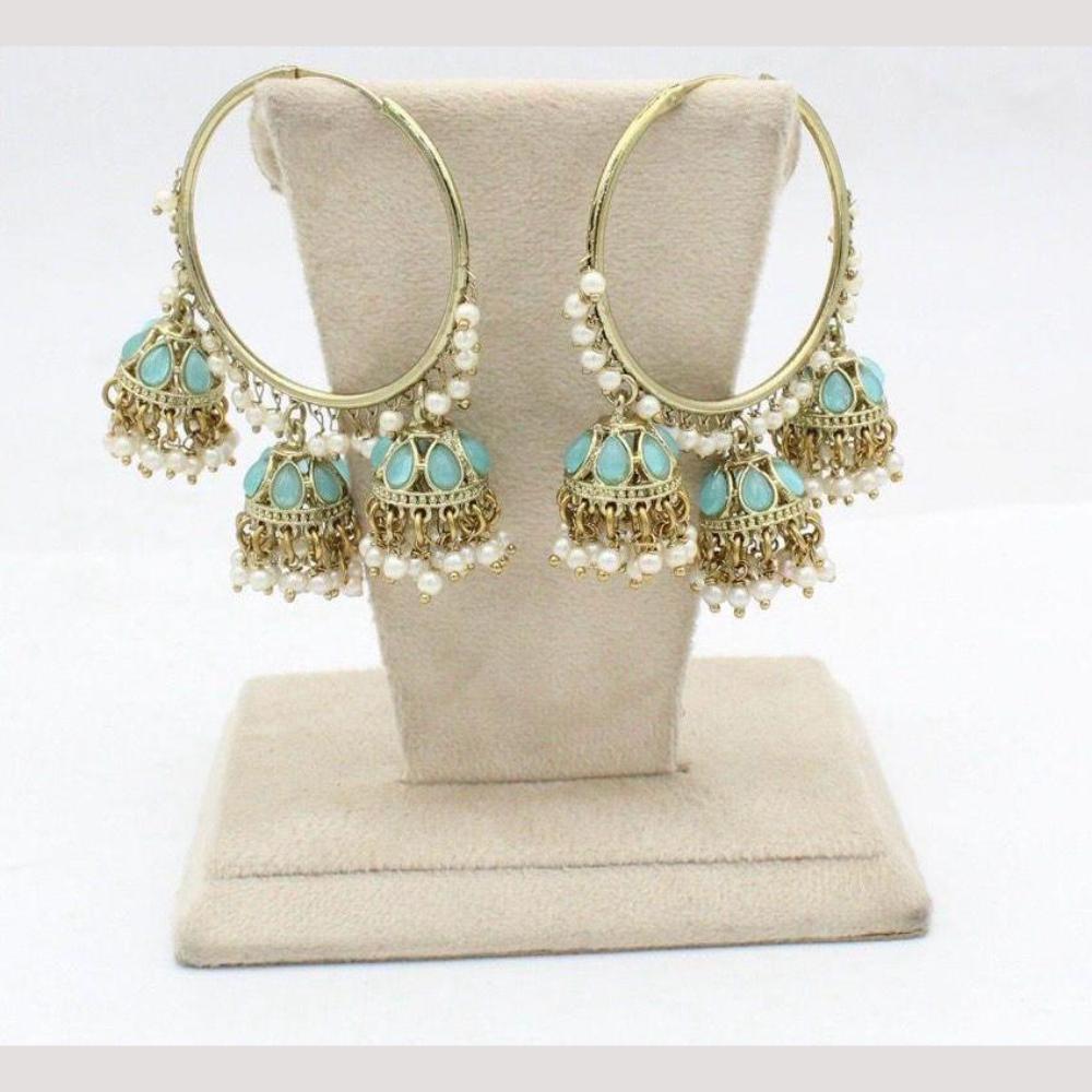 Jcm Jewellery  Crystal Stone & Pearl Jhumki Earrings