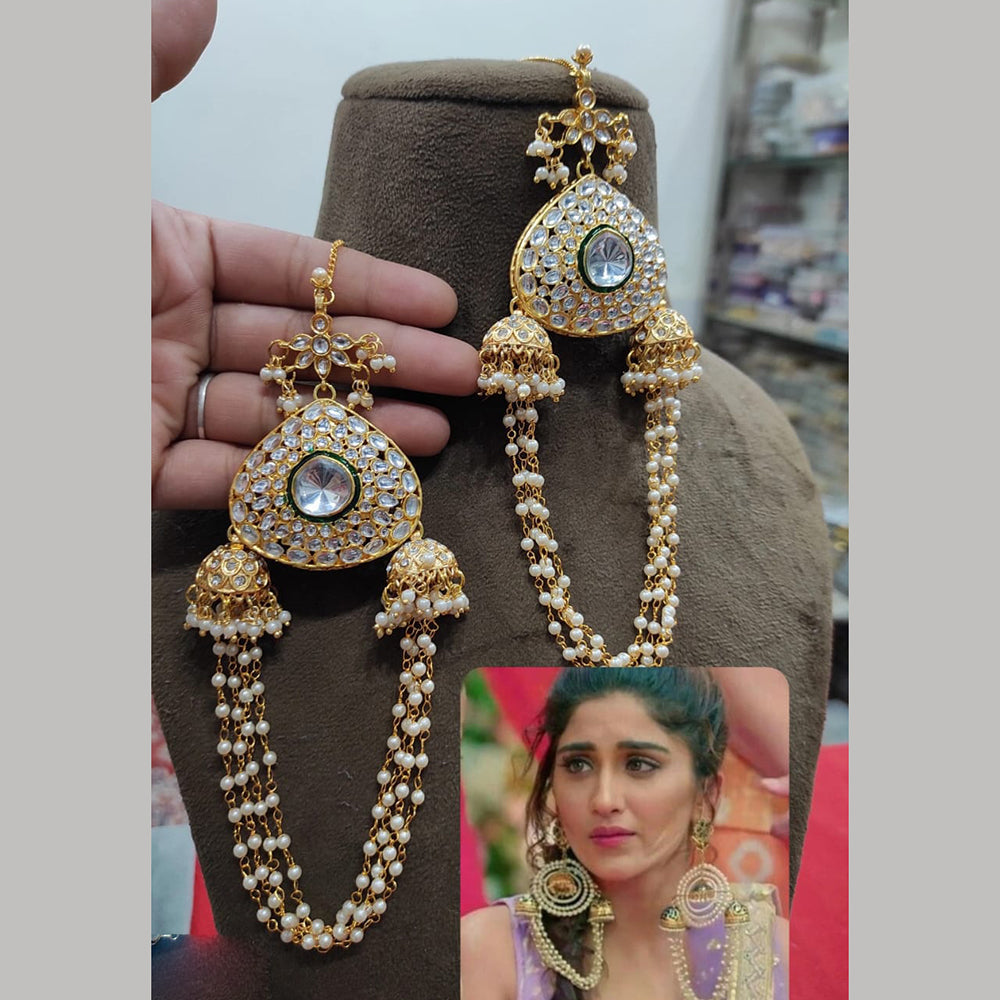 JCM Jewellery Traditional Gold Plated Kundan And Pearl Dangler Earrings