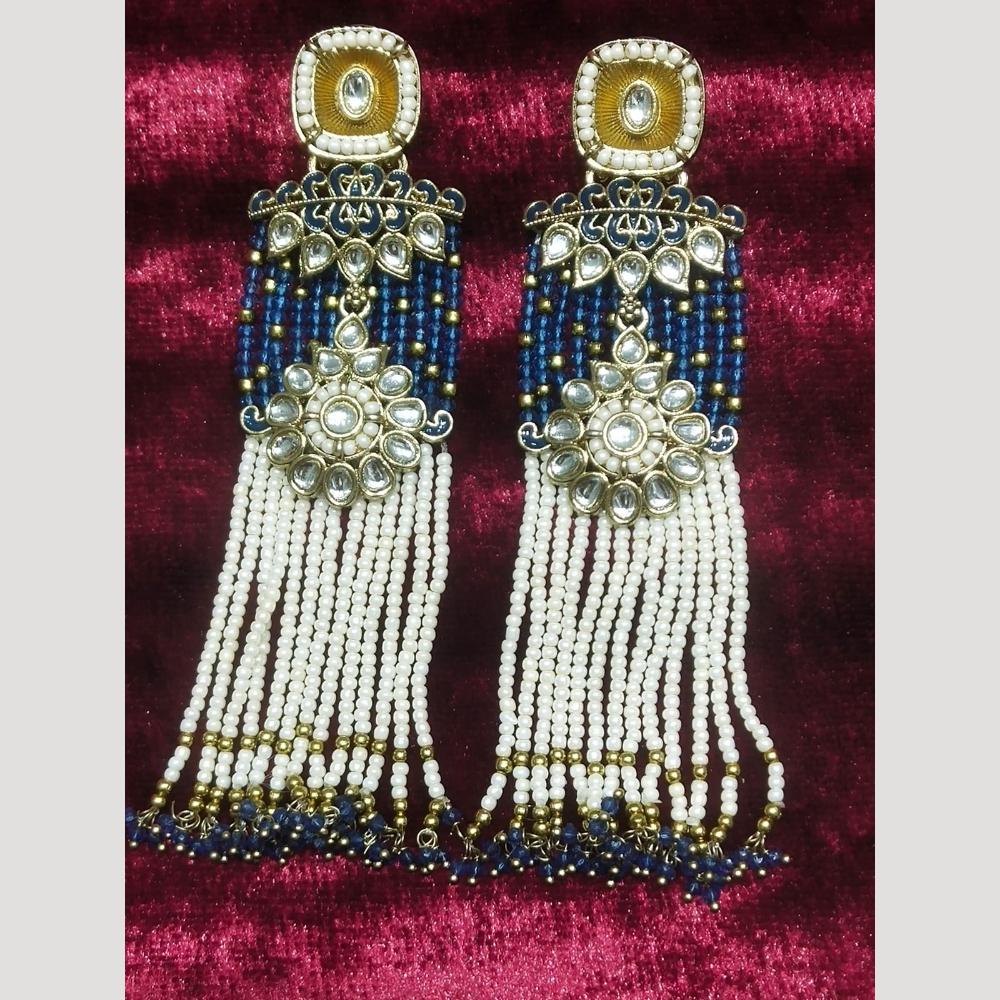 JCM Jewellery Ethnic Gold Plated Kundan and Pearl Dangler Earrings