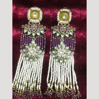 JCM Jewellery Ethnic Gold Plated Kundan and Pearl Dangler Earrings