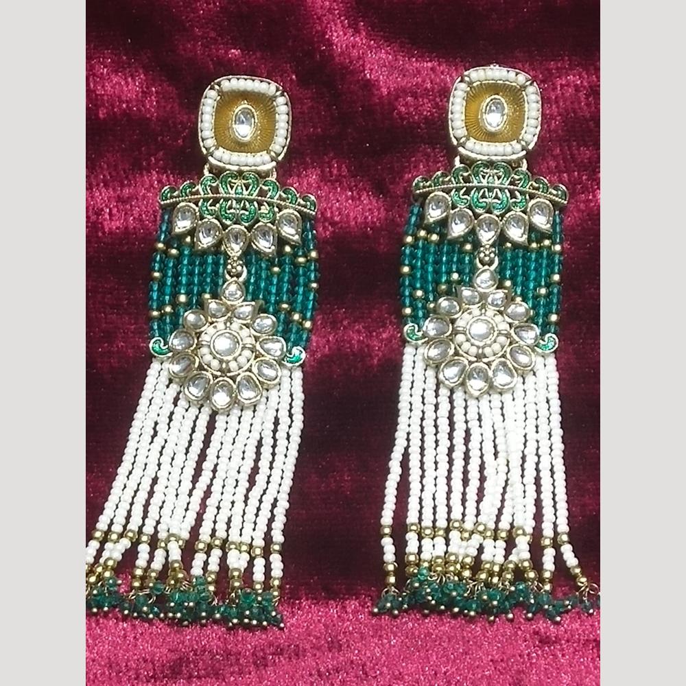 JCM Jewellery Ethnic Gold Plated Kundan and Pearl Dangler Earrings