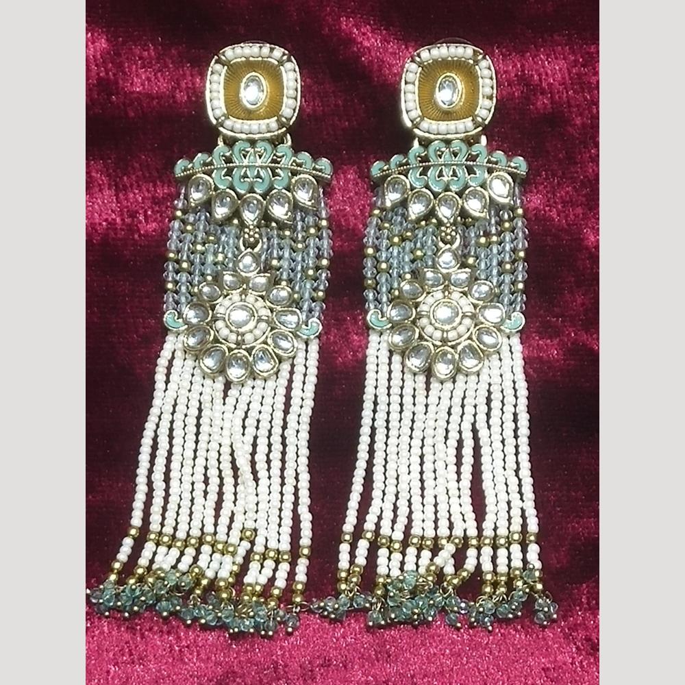 JCM Jewellery Ethnic Gold Plated Kundan and Pearl Dangler Earrings