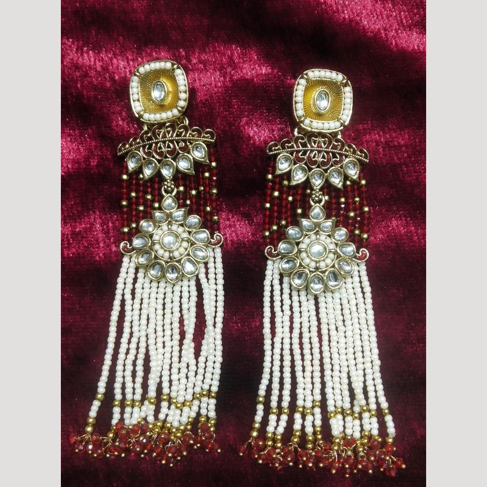 JCM Jewellery Ethnic Gold Plated Kundan and Pearl Dangler Earrings