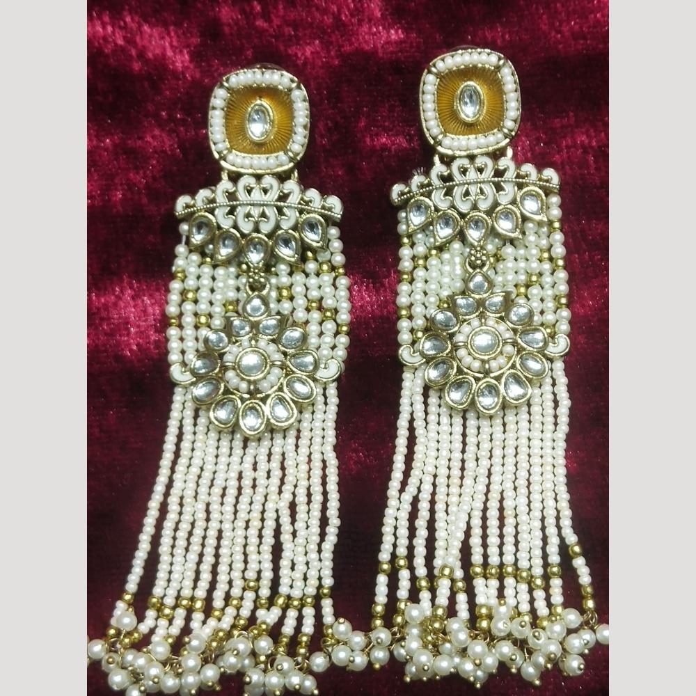 JCM Jewellery Ethnic Gold Plated Kundan and Pearl Dangler Earrings