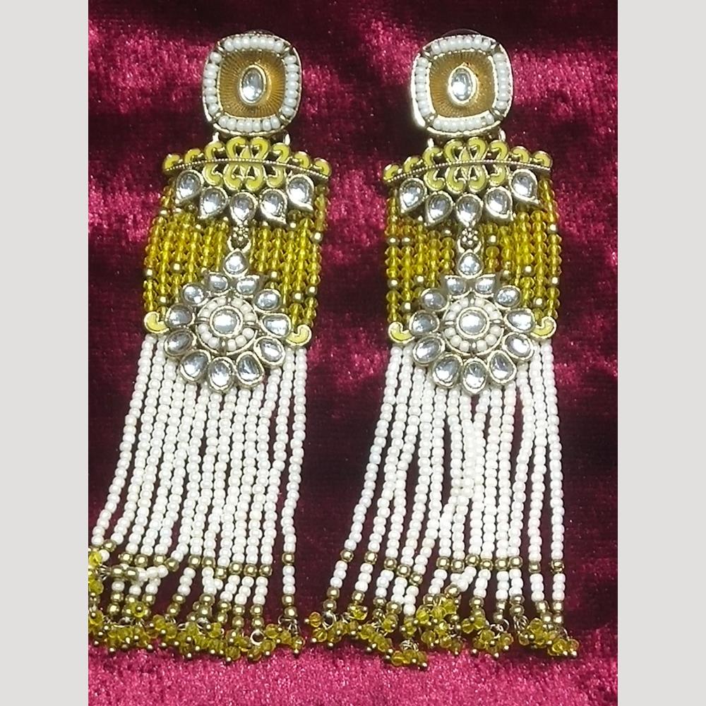 JCM Jewellery Ethnic Gold Plated Kundan and Pearl Dangler Earrings