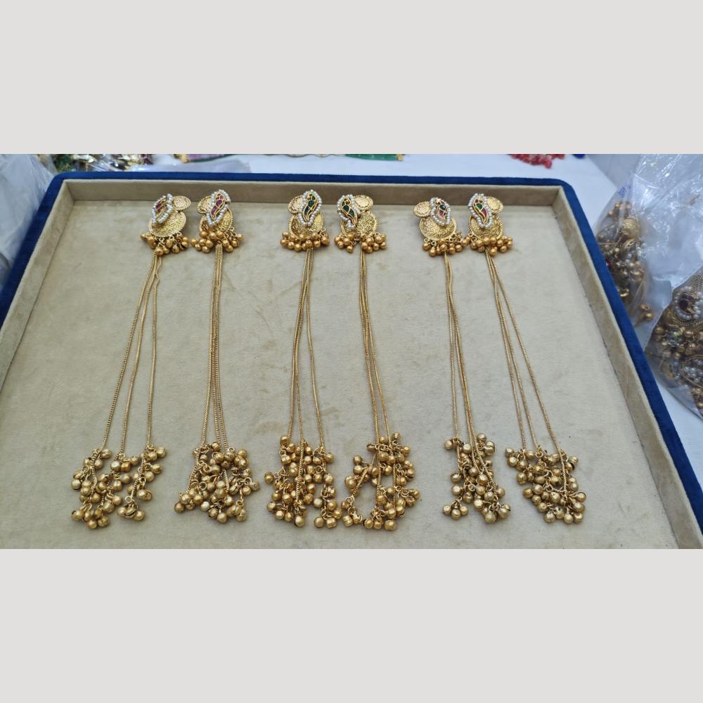 JCM Jewellery Gold Plated Pota Stone And Pearls Long Dangler Earrings