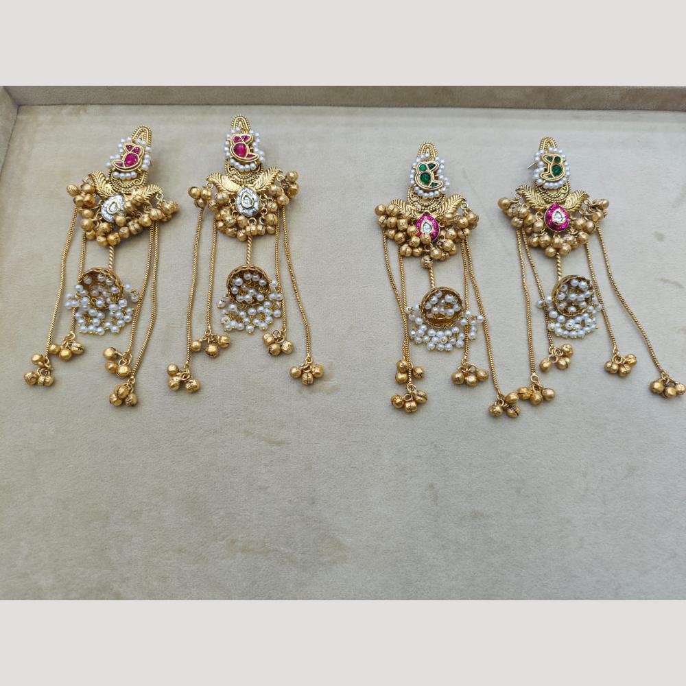 JCM Jewellery Gold Plated Pota Stone And Pearls Long Dangler Earrings