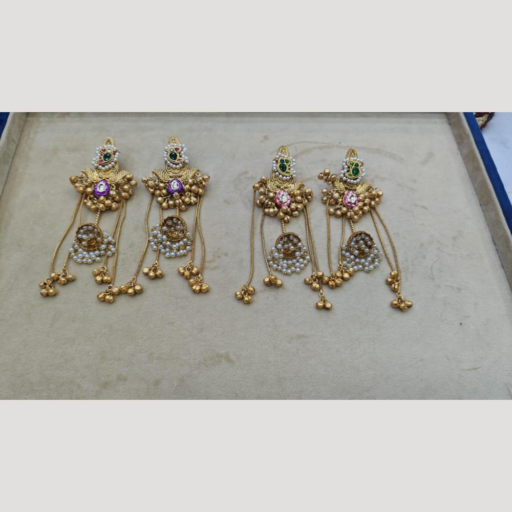 JCM Jewellery Gold Plated Pota Stone And Pearls Long Dangler Earrings