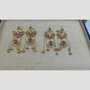JCM Jewellery Gold Plated Pota Stone And Pearls Long Dangler Earrings
