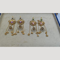 JCM Jewellery Gold Plated Pota Stone And Pearls Long Dangler Earrings
