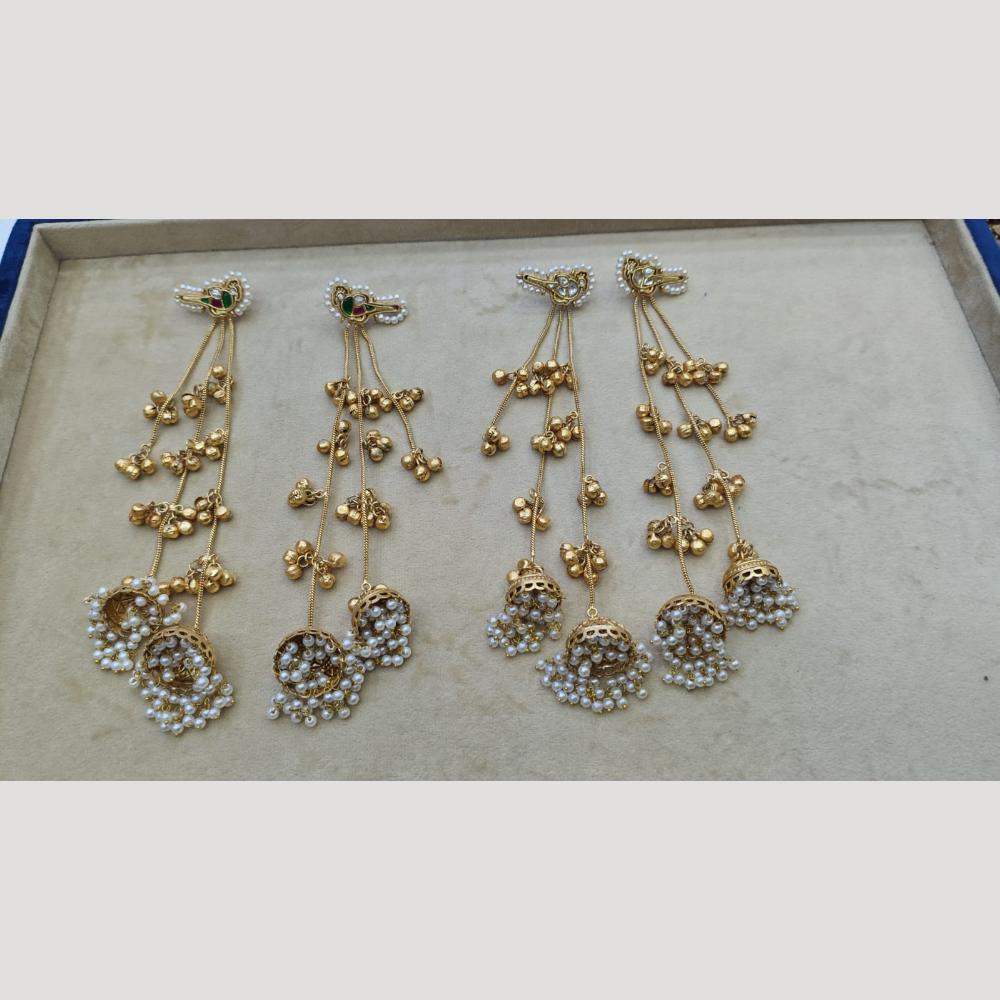 JCM Jewellery Gold Plated Pota Stone And Pearls Long Dangler Earrings