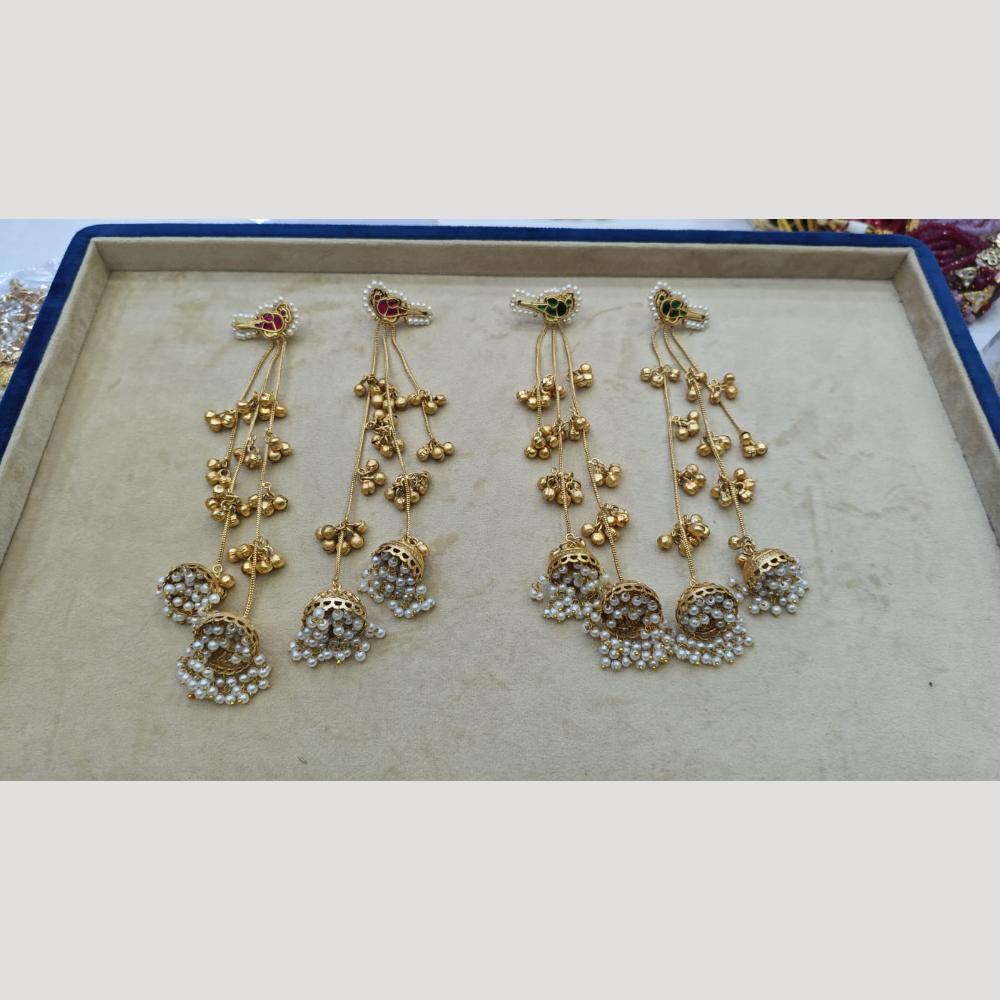 JCM Jewellery Gold Plated Pota Stone And Pearls Long Dangler Earrings