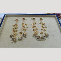 JCM Jewellery Gold Plated Pota Stone And Pearls Long Dangler Earrings