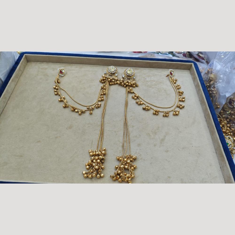 JCM Jewellery Gold Plated Pota Stone And Pearls Long Dangler Earrings