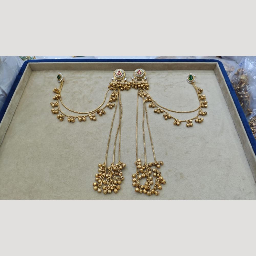 JCM Jewellery Gold Plated Pota Stone And Pearls Long Dangler Earrings