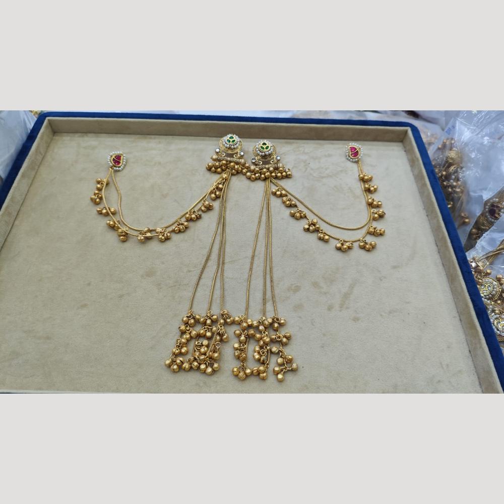 JCM Jewellery Gold Plated Pota Stone And Pearls Long Dangler Earrings