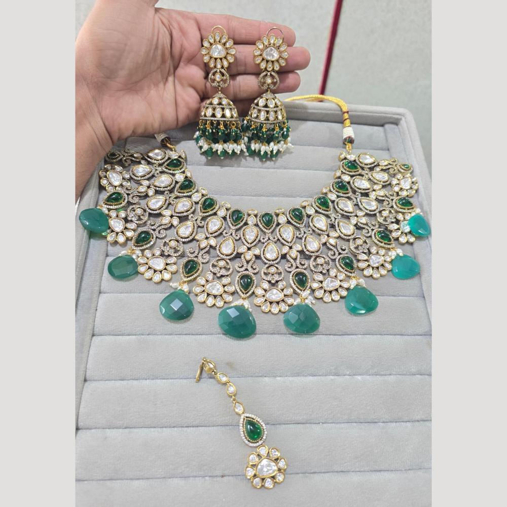 JCM Jewellery Handcrafted Gold Plated Polki Kundan Stone Necklace Set