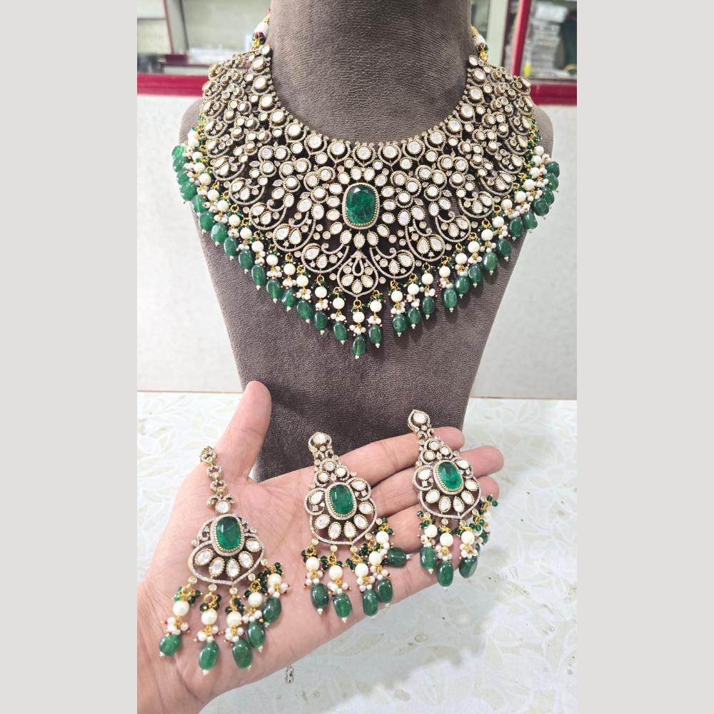 JCM Jewellery Handcrafted Gold Plated Polki Kundan Stone Necklace Set