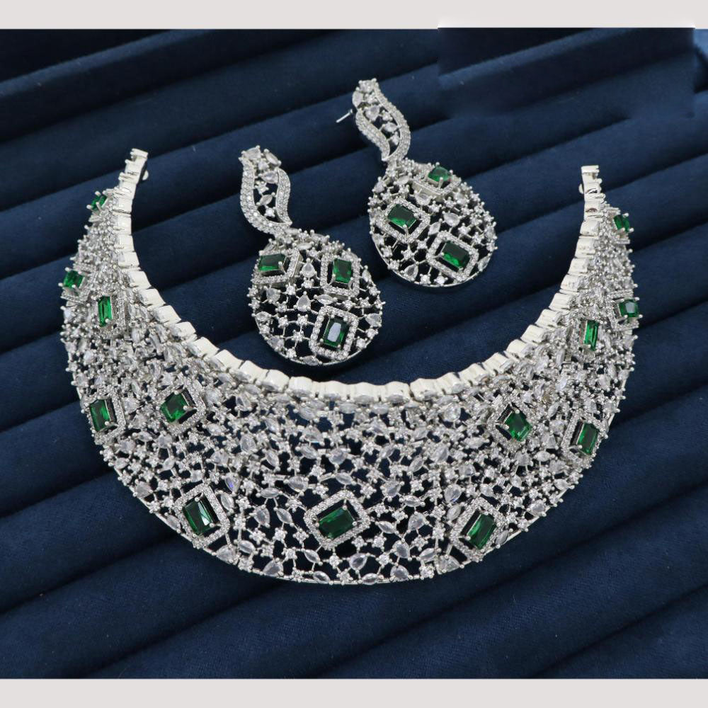 JCM Jewellery Elegant American Diamond Choker Necklace Set Party Wear Jewellery
