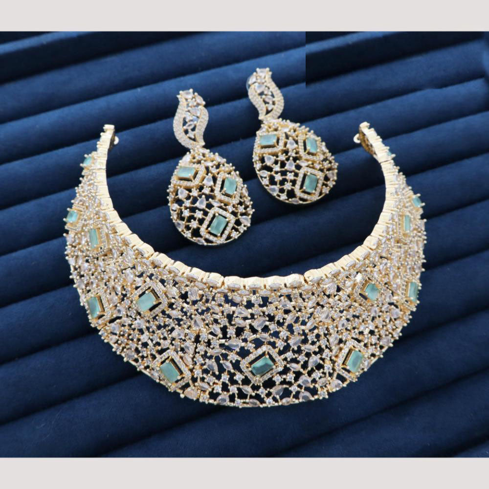 JCM Jewellery Elegant American Diamond Choker Necklace Set Party Wear Jewellery