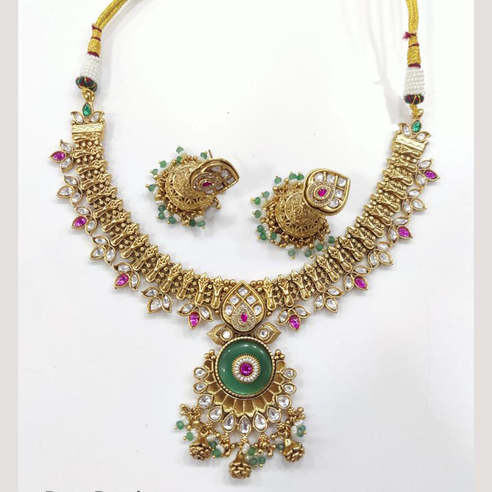 JCM Jewellery Classic Traditional Necklace Set with Polki Kundan and Pota Elegant Jewellery