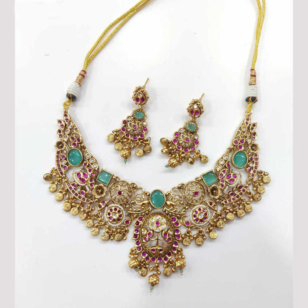 JCM Jewellery Ethnic Glam Traditional Necklace Set with Polki Kundan and Pota