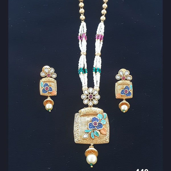 Neepa Jewells Copper Gold Long Necklace Set
