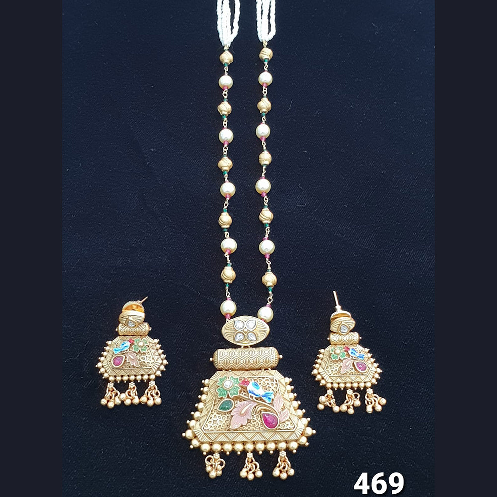 Neepa Jewells Copper Gold Long Necklace Set