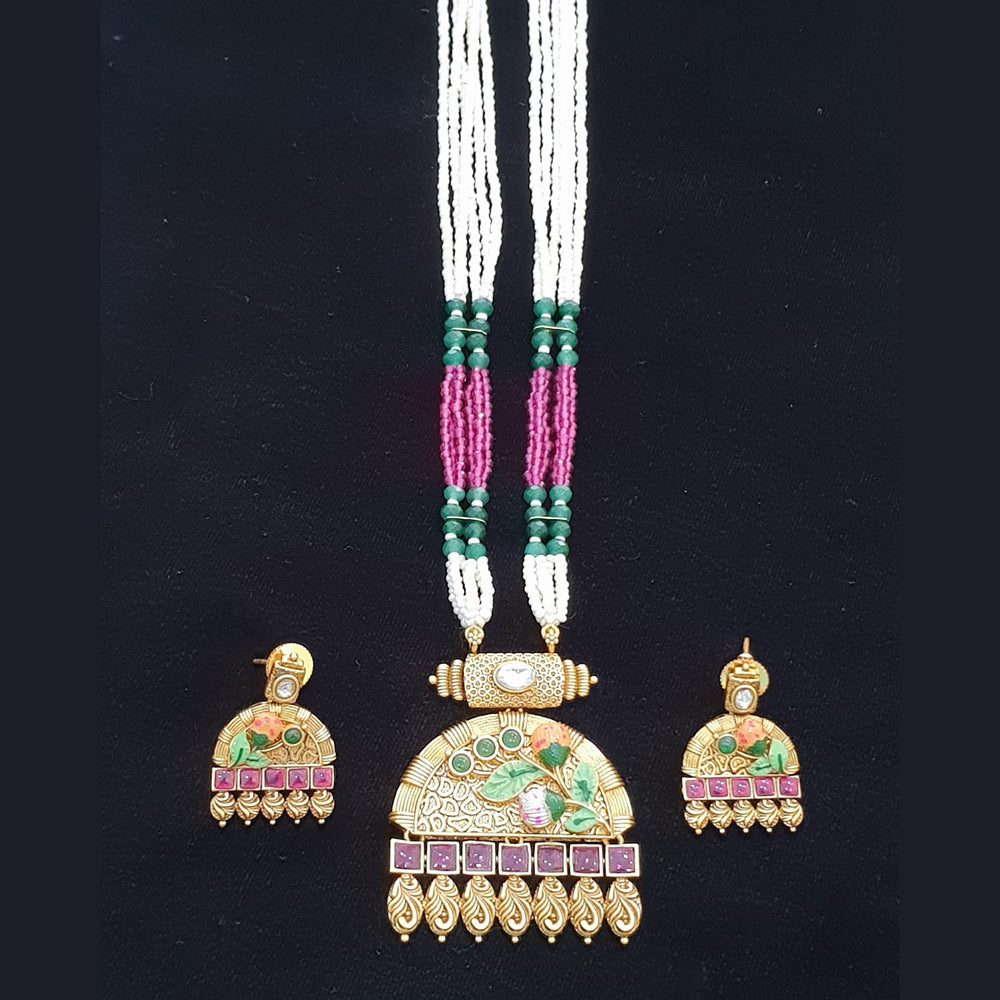 Neepa Jewells Copper Gold Long Necklace Set