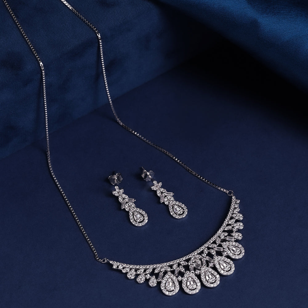 AllWell Jewellery Royal Dew Drop 925 Sterling Silver Necklace Set