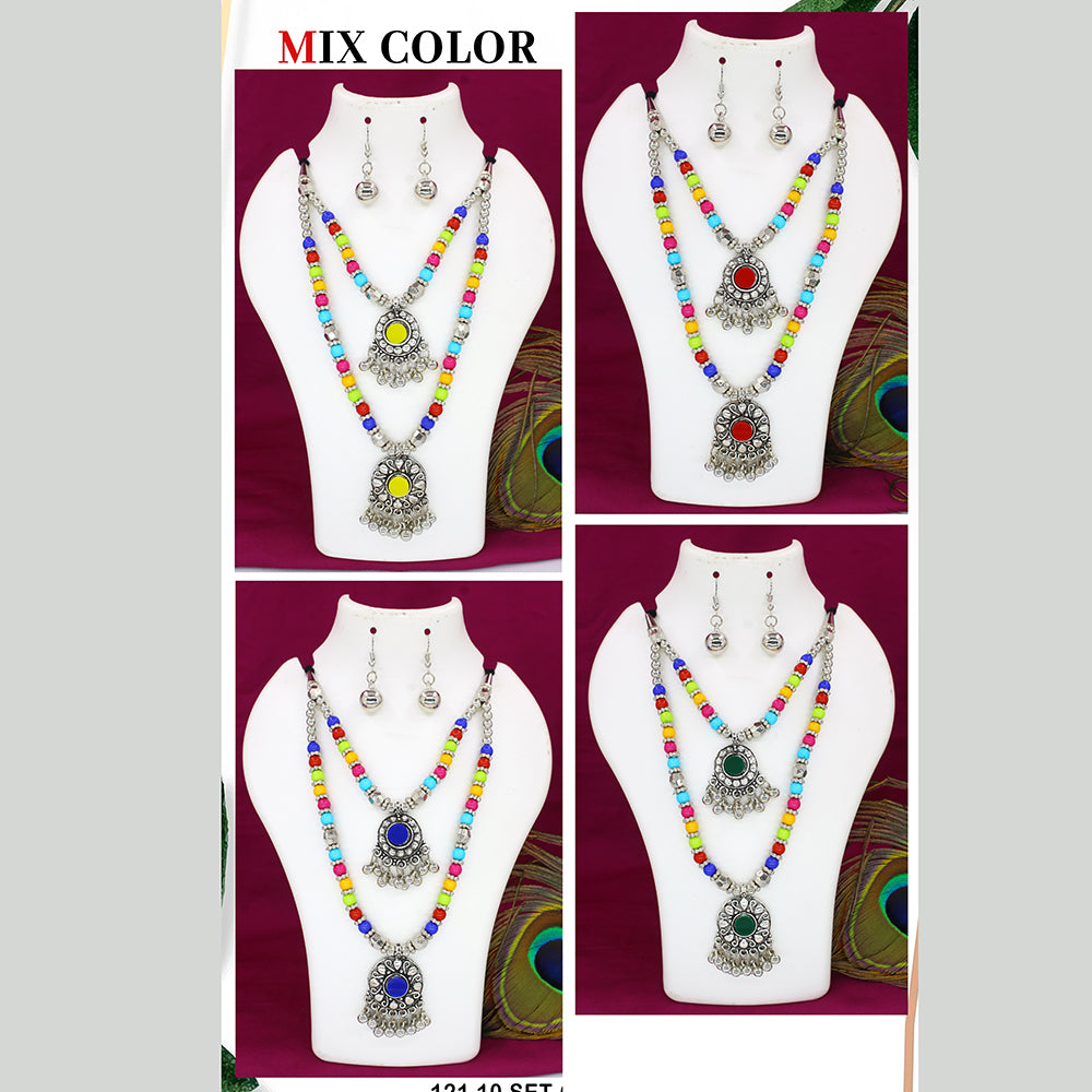 Mahavir Oxidised Plated Double Necklace Set (Assorted Design 1 Piece )