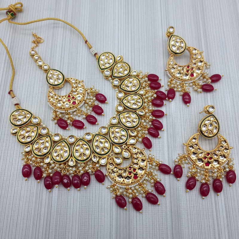 JCM Gold Plated Kundan Stone Necklace Set