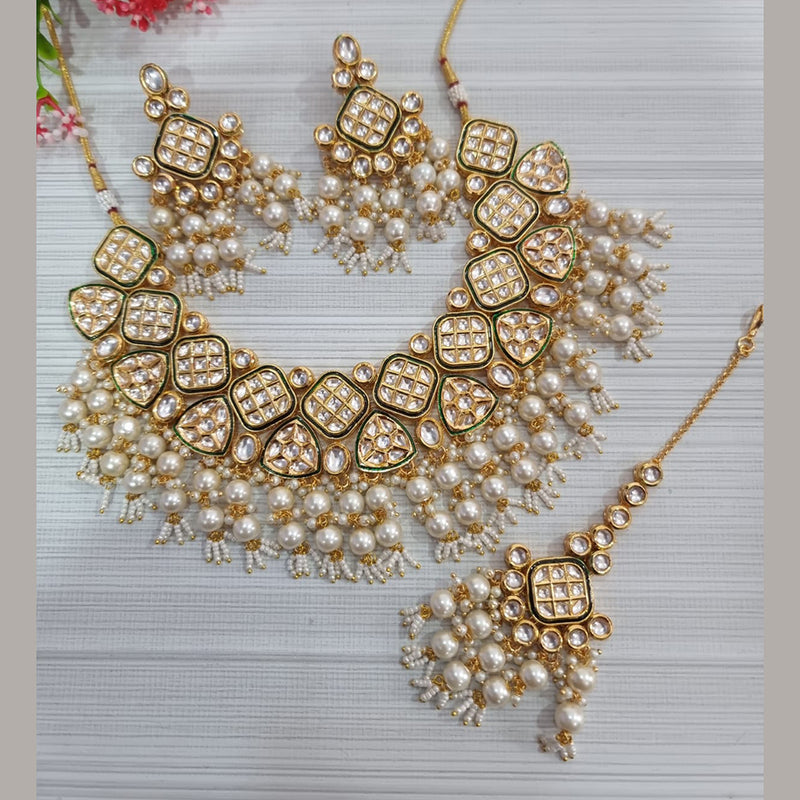 JCM Gold Plated Kundan Stone Necklace Set