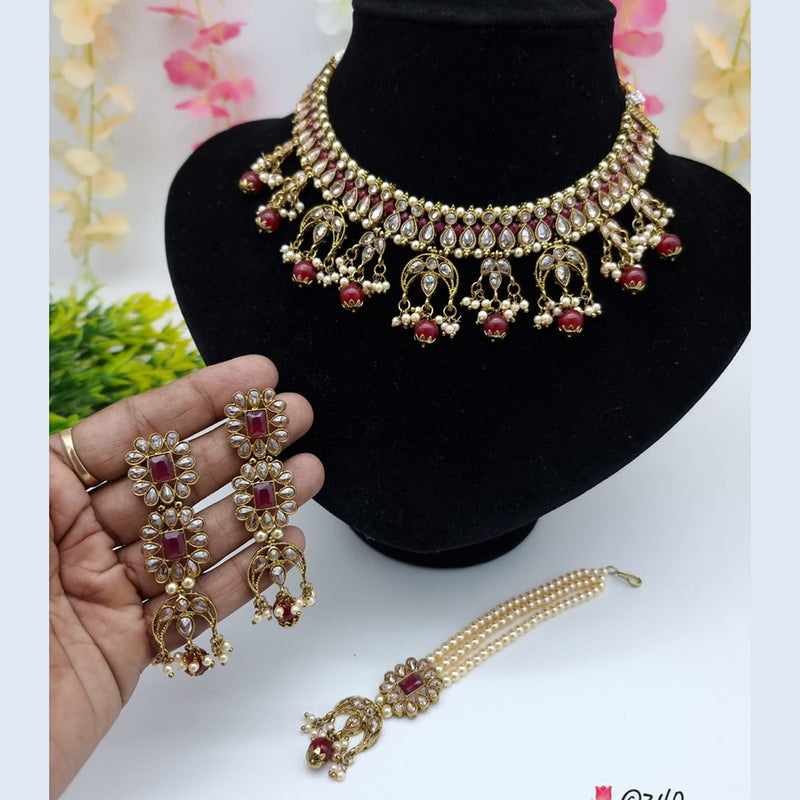 JCM Gold Plated Crystal Stone Choker Necklace Set