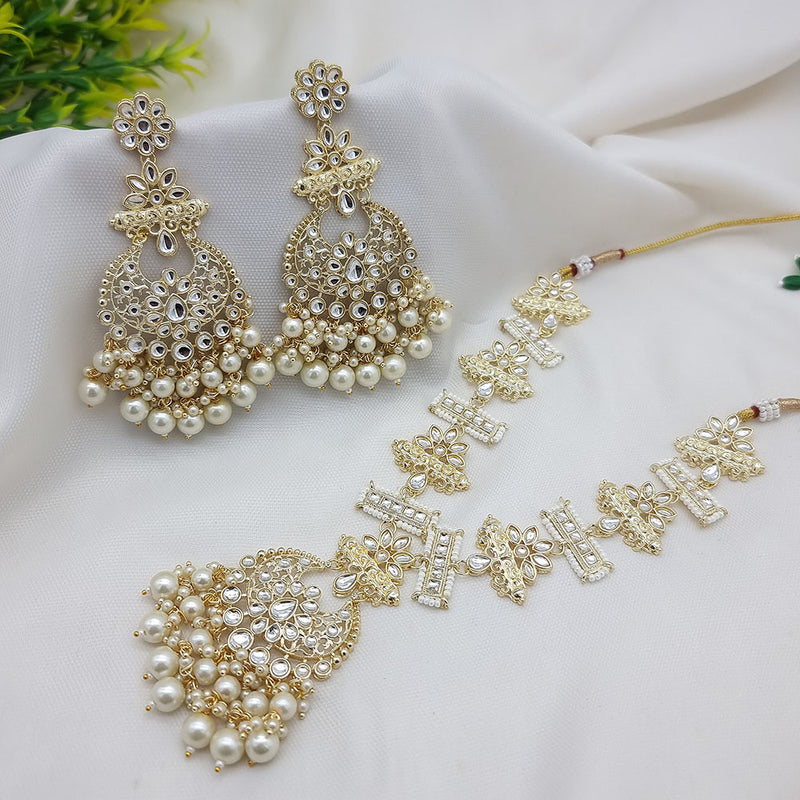 JCM Gold Plated Crystal Stone Long Necklace Set