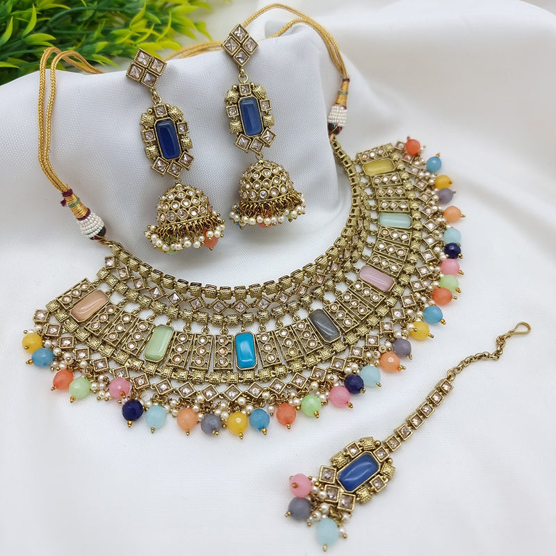 JCM Gold Plated Crystal Stone Necklace Set