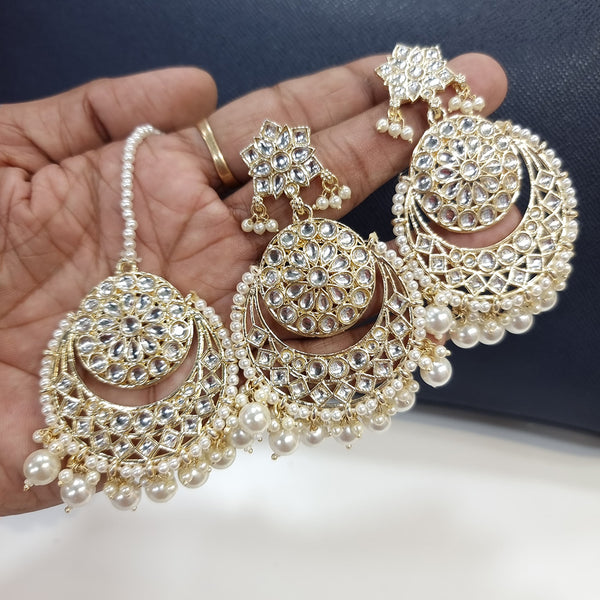 Buy Efulgenz Maang Tikka and Earrings Jewelry Set for Women Faux Pearl  Beaded Big Round Glass Stone Pink Crystal Chandelier Earrings and Maang  Tikka Head Chain Wedding Bridal Jewelry Set Jewelry Hair